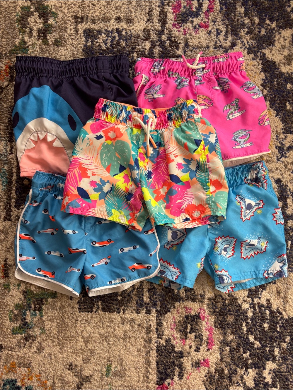 Cat & Jack Lot of (5) Kids Bathing Suit Swim Shorts Sz 3T